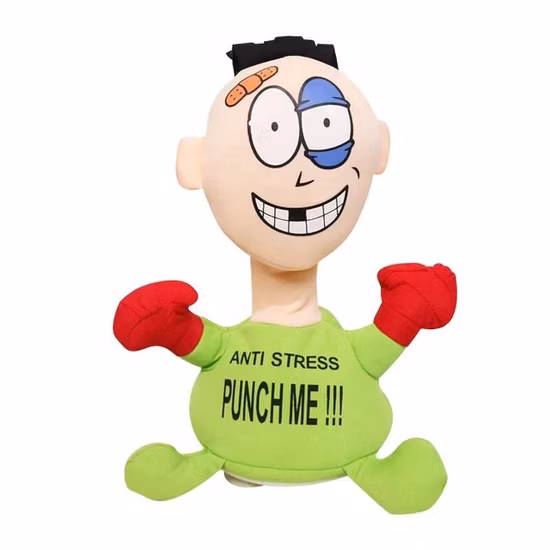 Cross Border Supply Is Beaten by Punch Me Villain Electric Plush Toy Creativity Vent Scream Doll Tiktok The Same Style