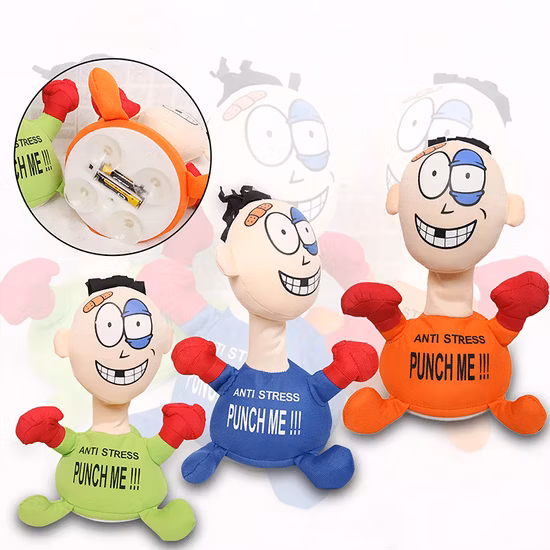 Cross Border Supply Is Beaten by Punch Me Villain Electric Plush Toy Creativity Vent Scream Doll Tiktok The Same Style