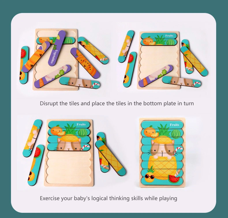 Double-Sided Wooden Jigsaw Puzzle Toys Kids Creative Early Education Cartoon Puzzles