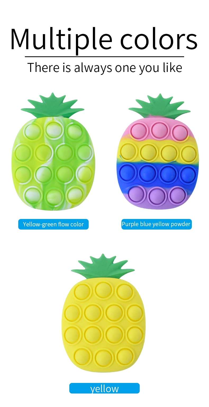 2022 New Arrival Custom Silicone Pineapple Fidget Toy Push Bubble Pop It Stress Relief Anxiety Anutism Sensory Toy for Kids